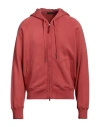 Tom Ford Man Sweatshirt Coral Size 48 Cotton, Lambskin In Red