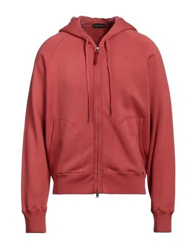 Tom Ford Man Sweatshirt Coral Size 48 Cotton, Lambskin In Red