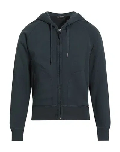 Tom Ford Man Sweatshirt Navy Size 44 Cotton, Lambskin