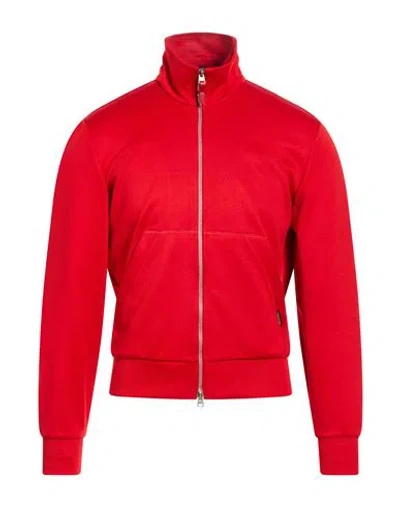 Tom Ford Man Sweatshirt Red Size 36 Polyester, Cotton, Lambskin