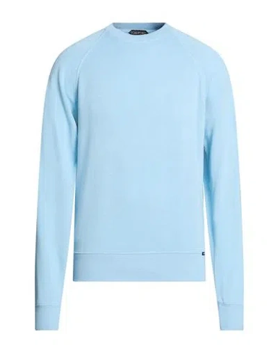 Tom Ford Man Sweatshirt Sky Blue Size 40 Cotton, Acrylic