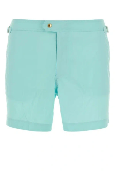 Tom Ford Man Tiffany Polyester Swimming Shorts In Blue