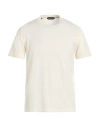Tom Ford Man T-shirt Ivory Size 44 Lyocell, Cotton In Neutral