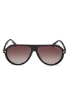 Tom Ford Marcus 60mm Gradient Pilot Sunglasses In Black