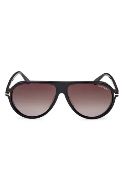 Tom Ford Marcus 60mm Gradient Pilot Sunglasses In Black