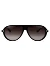 Tom Ford Aviator Sunglasses Ft1023 01 B In 01b Nero Lucido / Fumo Grad