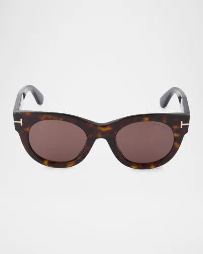 Tom Ford Marine 50mm Round Sunglasses In Brown