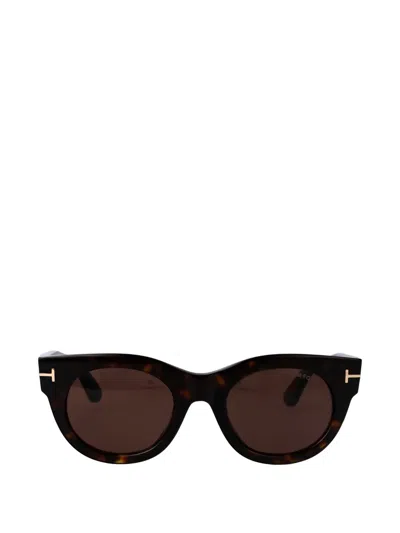 Tom Ford Marine-02 Round-frame Sunglasses In Brown