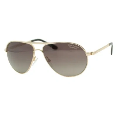 Pre-owned Tom Ford Marko 144 28d Shiny Gold Men's Bridge Sunglasses 58-13-140 W/case In Gray