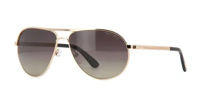 Pre-owned Tom Ford Marko Ft 0144 28d Rose Gold/grey Brown Shaded Polarized Sunglasses 58mm In Gray