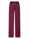 Tom Ford Fuchsia Pants With Elastic Waist With Logo Lettering In Silk Stretch Woman In Burgundy