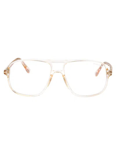 Tom Ford Marrone Chiaro Acetate Optical Glasses In Gold