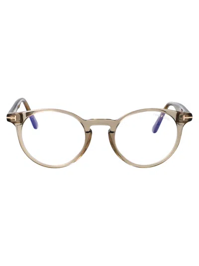 Tom Ford Marrone Chiaro Acetate Optical Glasses In Gold
