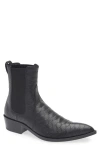 Tom Ford Matt Snakeskin Embossed Pointed Toe Chelsea Boot In Black