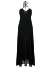 TOM FORD TOM FORD MAXI BLACK DRESS WITH HALTERNECK IN FINE KNIT WOMAN