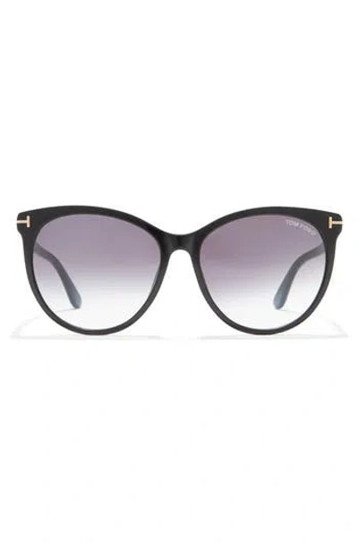 Tom Ford Maxim 59mm Oversized Round Sunglasses In Shiny Black/gradient Smoke