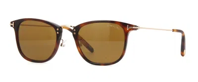Pre-owned Tom Ford Maxwell Ft 1019 Havana And Silver/green Shaded (14p) Sunglasses