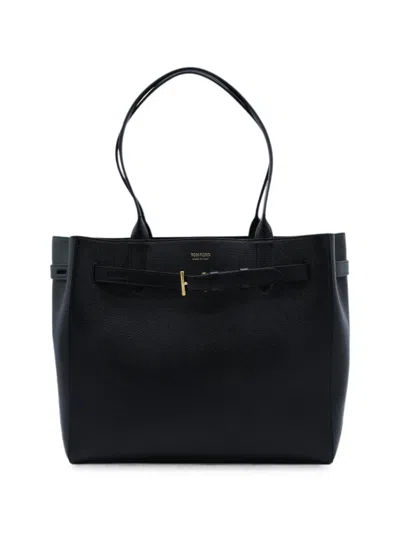Tom Ford Medium Audrey Grained Leather Tote Bag In Black