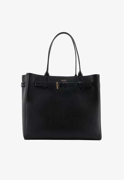Tom Ford Medium Audrey Grained Leather Tote Bag In Black