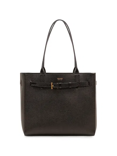 Tom Ford Medium Audrey Grained-leather Tote Bag In Brown
