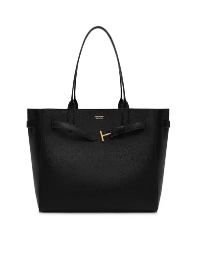 Tom Ford Medium Audrey Hammered Leather Bag In Black