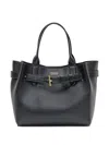 Tom Ford Black Tote Bag With T Detail In Hammered Leather Woman