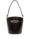 Tom Ford Shiny Stamped Croc Medium Bucket In Brown