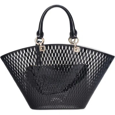Tom Ford Medium Cutout Patent Leather Panier Tote In Black
