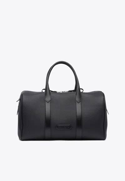 Tom Ford Medium Grained Leather Duffle Bag In Black