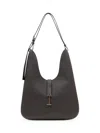 Tom Ford Medium Leather Hobo Handbag In Black