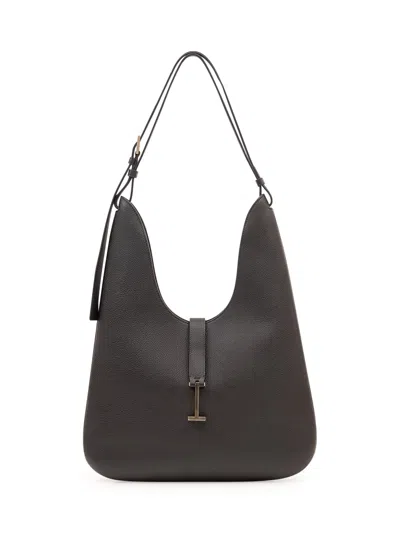 Tom Ford Medium Leather Hobo Handbag In Black