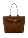 Tom Ford Structured Suede Bag With Distinctive Buckle Detail In Brown