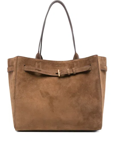 Tom Ford Medium Leather Shopping Bag In Brown