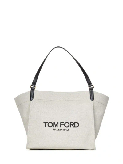 Tom Ford Medium Logo Tote Bag In White