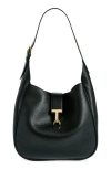 Tom Ford Medium Monarch Leather Hobo Bag In Black