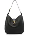 Tom Ford Monarch Medium Hobo Bag In Leather In Black