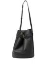 Tom Ford Black Medium Bucket Bag With Adjustable Shoulder Strap And Buckle Closure In Grained Leathe In 黑色
