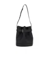 Tom Ford Black Medium Bucket Bag With Adjustable Shoulder Strap And Buckle Closure In Grained Leathe In Black