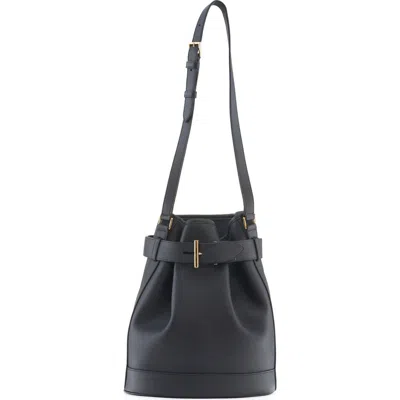 Tom Ford Medium Tara Leather Bucket Bag In 1n001 Black