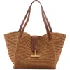 Tom Ford Medium Tara Raffia Tote In 3jb10 Vanilla/cuoio
