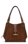 Tom Ford Tara Medium Suede Tote Bag In 1b033 Whisky