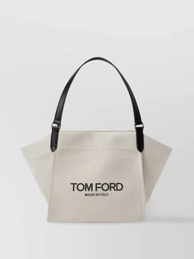 Tom Ford Small Canvas Tote Bag In White
