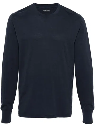Tom Ford Mélange Cotton T-shirt In Blau
