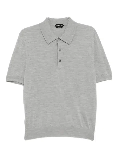 Tom Ford Mélange-effect Polo Shirt In Gray