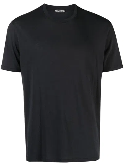 Tom Ford Black Stretch Cotton Crew Neck T-shirt