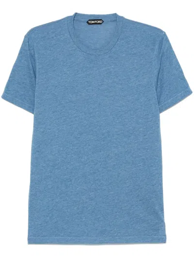 Tom Ford Mélange-effect T-shirt In Blue