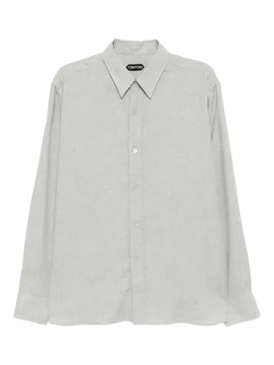 Tom Ford Melange Fluid Shirt In White