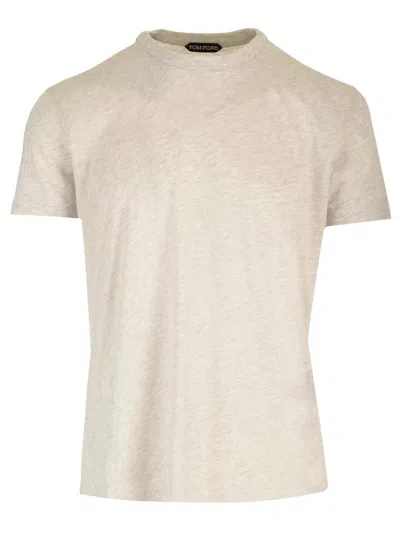 Tom Ford Melange Jersey T-shirt In Grey