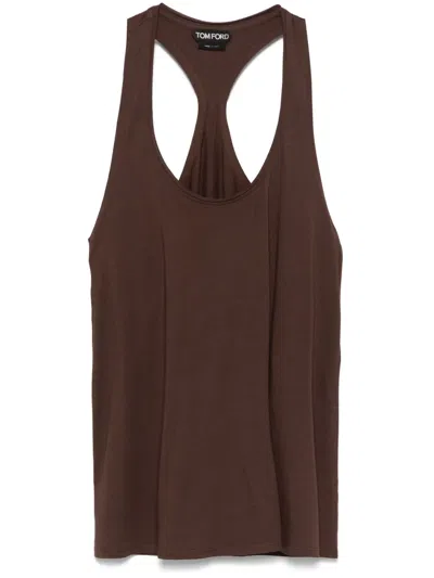 Tom Ford Mélange Tank Top In Brown