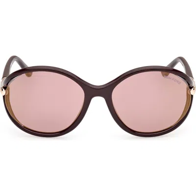 Tom Ford Melody 59mm Round Sunglasses In Brown
